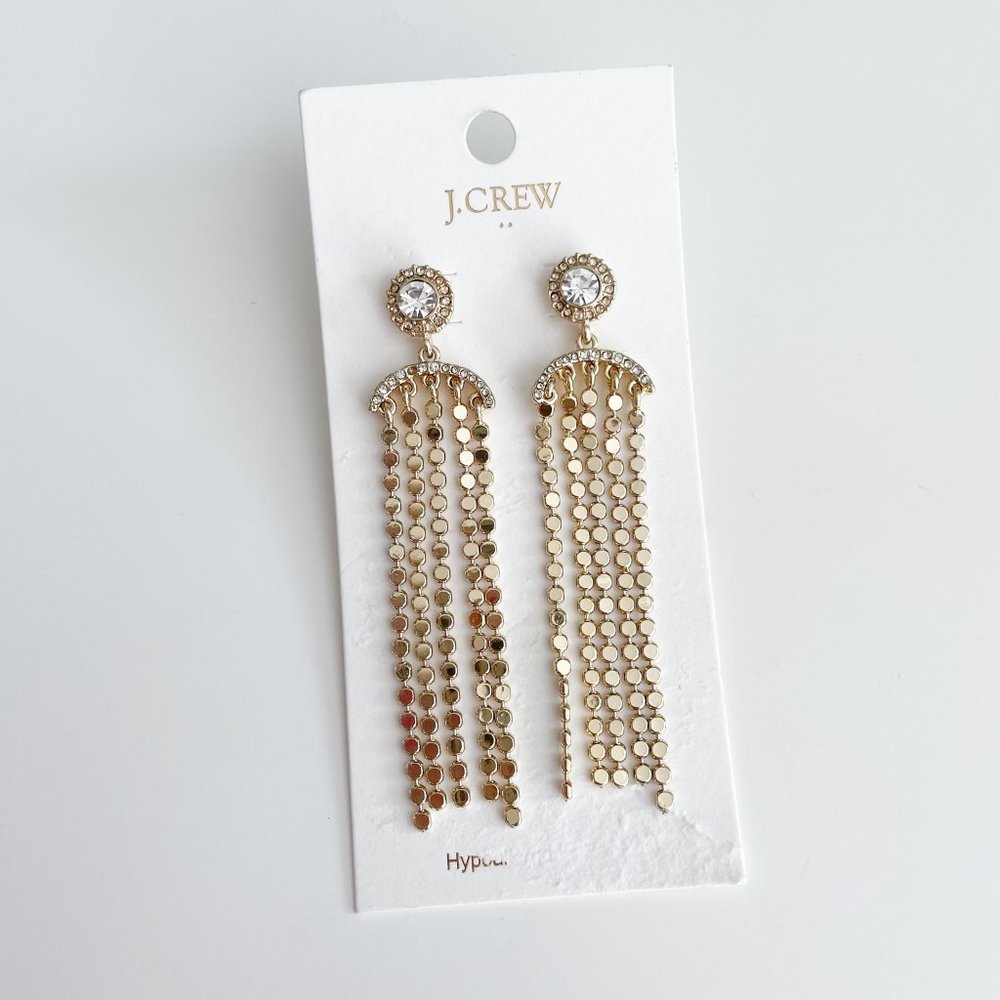 J. Crew Factory Gold Crystal Waterfall Drop Earrings - Picture 3 of 3